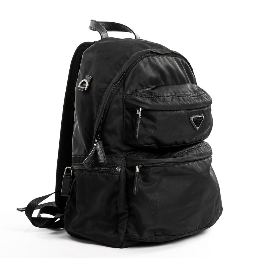 Black Re-Nylon and Saffiano leather backpack | PRADA