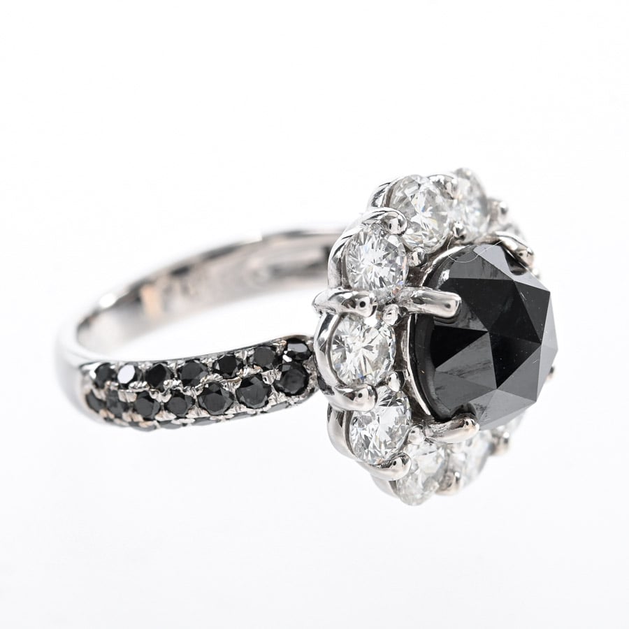 ブラックダイヤ リング | K18ホワイトゴールド | 中古A品| レディース