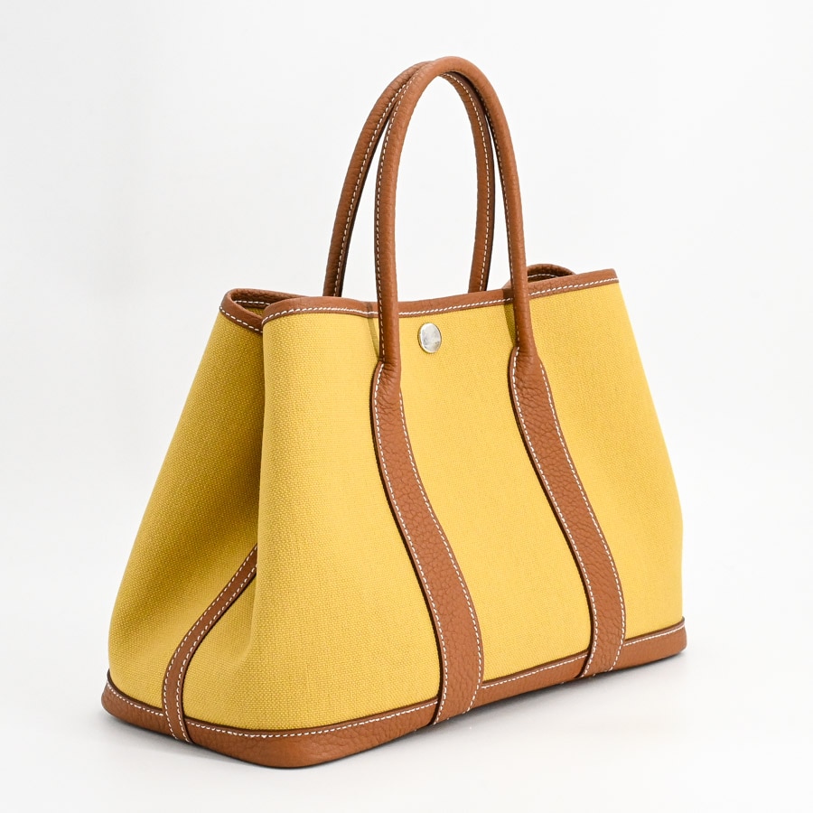 エルメス トートバッグ ガーデンパーティTPM ジンジャー/ゴールド/シルバー金具 トワルミリタリー/ネゴンダ B刻印