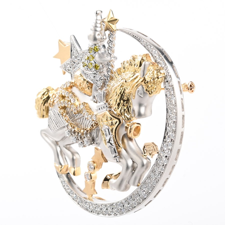 pt900/k18 ダイヤモンド ブローチ 兼トップ 総22.2G|PT900K18ブローチ