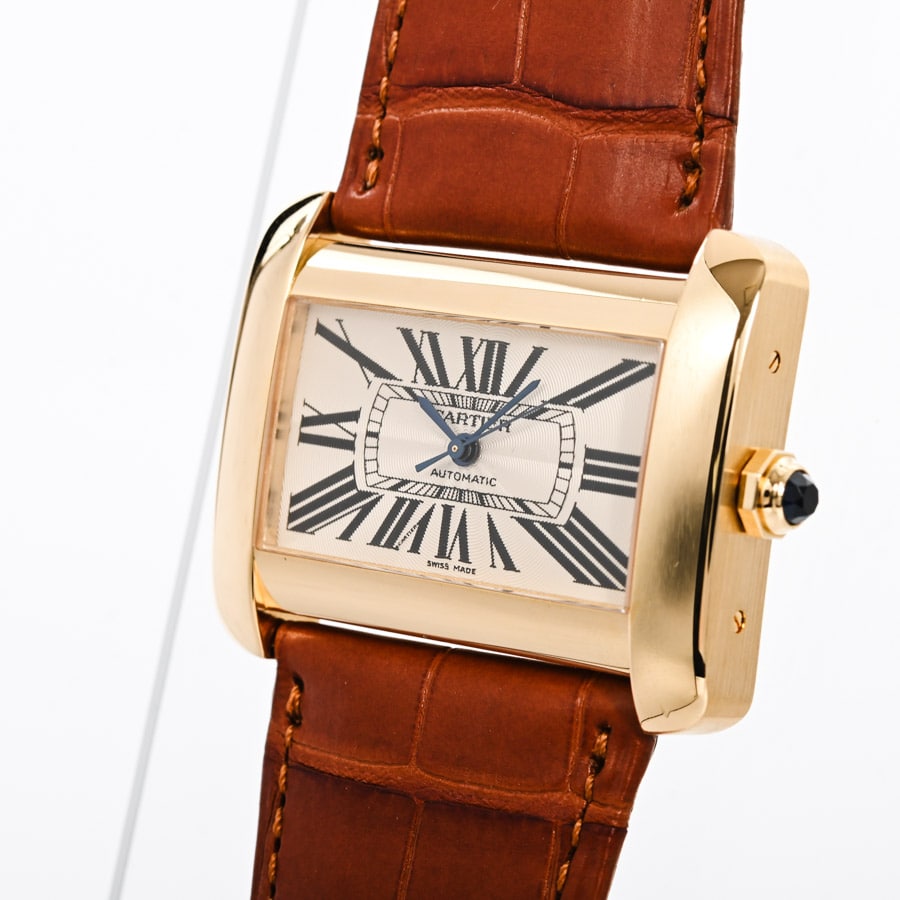 CartierタンクルイカルティエLMサイズCVD レザーベルト ブラウン 2025