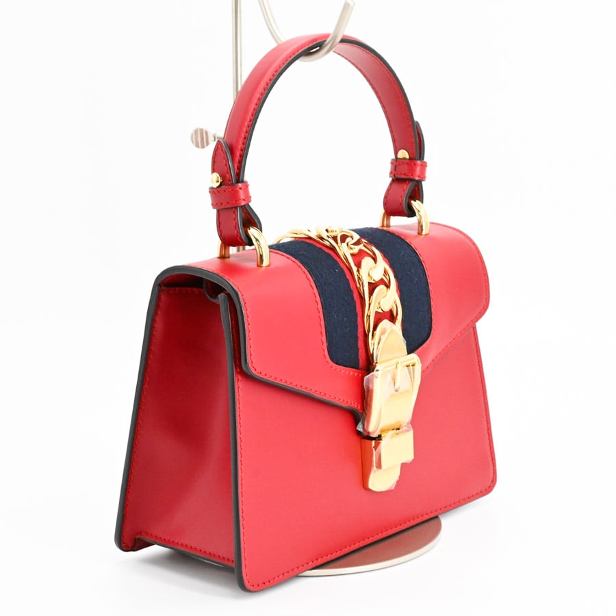 シルヴィ2WAYハンドバッグ(約W20xH14xD8cm(実寸) レッド