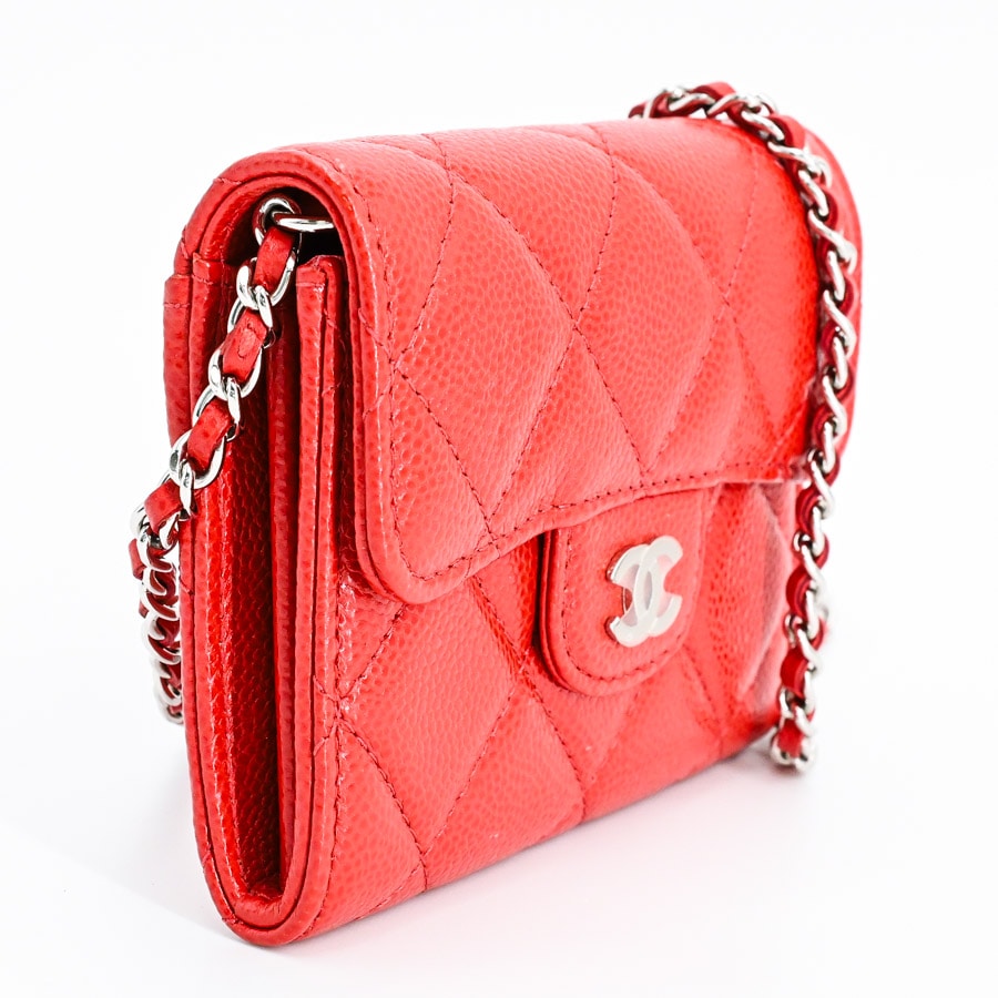 クラシックチェーンクラッチ(約W11xH9cm(実寸) レッド