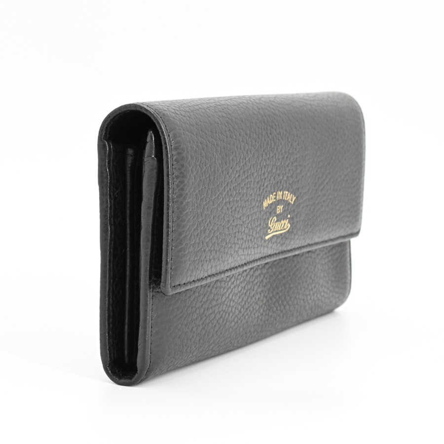 ロングフラップウォレット(約W19xH10cm(実寸) ブラック