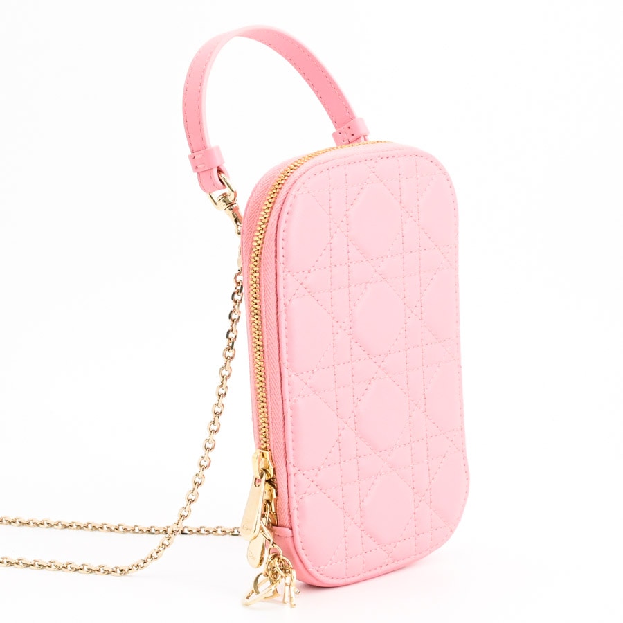DIOR / Lady Dior フォンホルダー ショルダーバッグ ピンク ディオール レディディオール フォンホルダー スマホポーチ 携帯