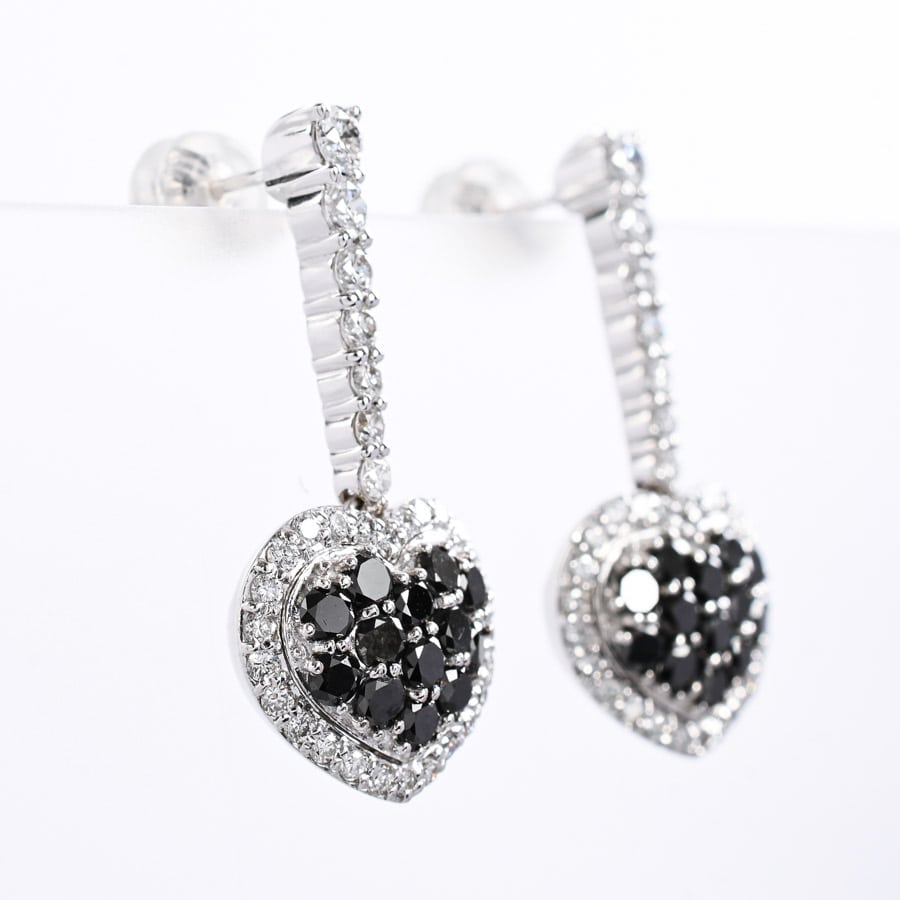 ブラックダイヤ ピアス | K18WG/K14WG | 中古A品| レディース