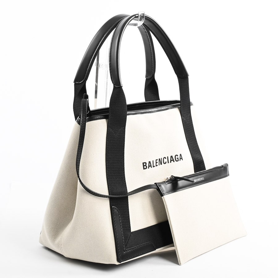 【美品】バレンシアガ　ネイビーカバスS　ハンドバッグ　キャンバス　ボーダー　黒白 楽天市場】【未使用品】 バレンシアガ トートバッグ ネイビー