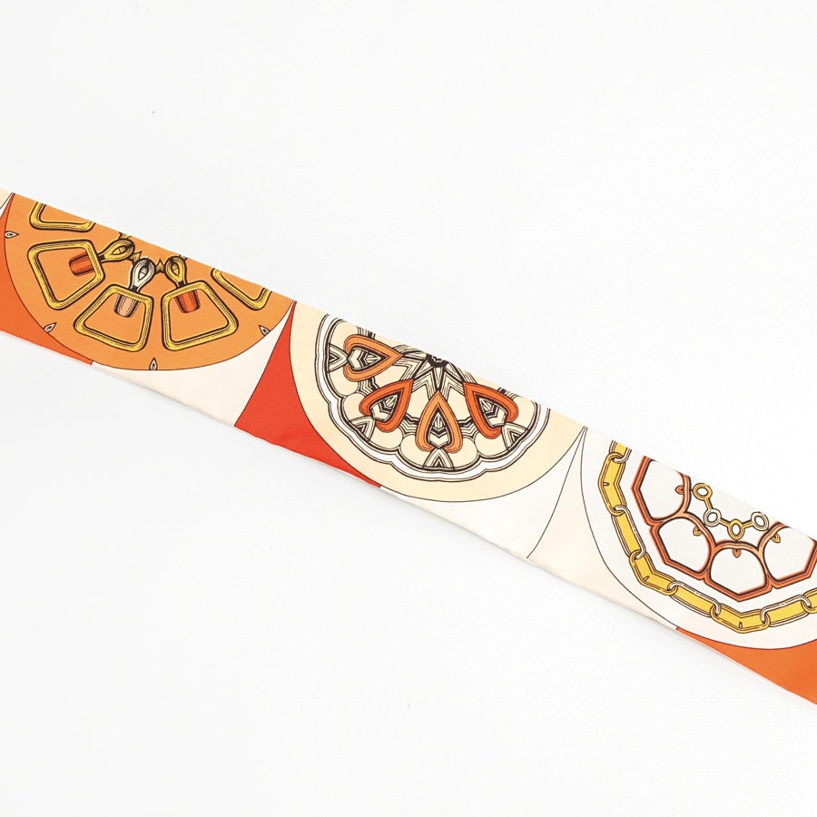 HERMES ツイリー　オレンジ 8/28迄の出品‼️ エルメス ツイリー Ex Libris エクスリブリス スカーフ シルク