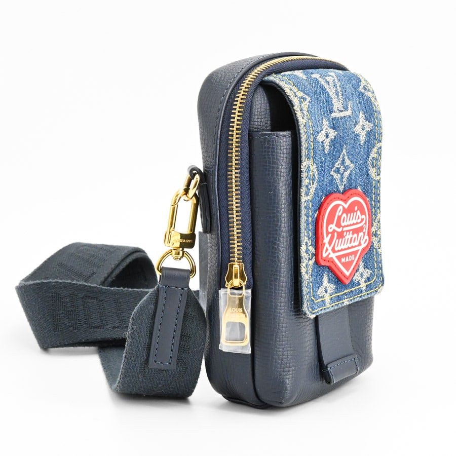 ダブルフォンポーチ(約W10xH18xD5cm(実寸) ブルー): ブランドバッグ