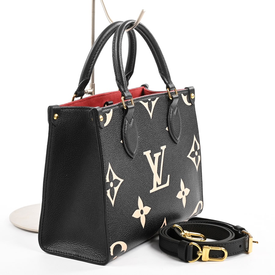 オンザゴーPM(約W25xH19xD11.5cm ブラック/ベージュ): ブランドバッグ