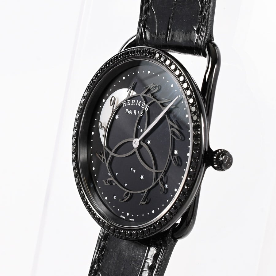 多重出品中様限定HERMES 腕時計 ブラック ステンレス アルソー ロンド デ ズゥール | AR5A.530 | ステンレスPVD | 中古A品