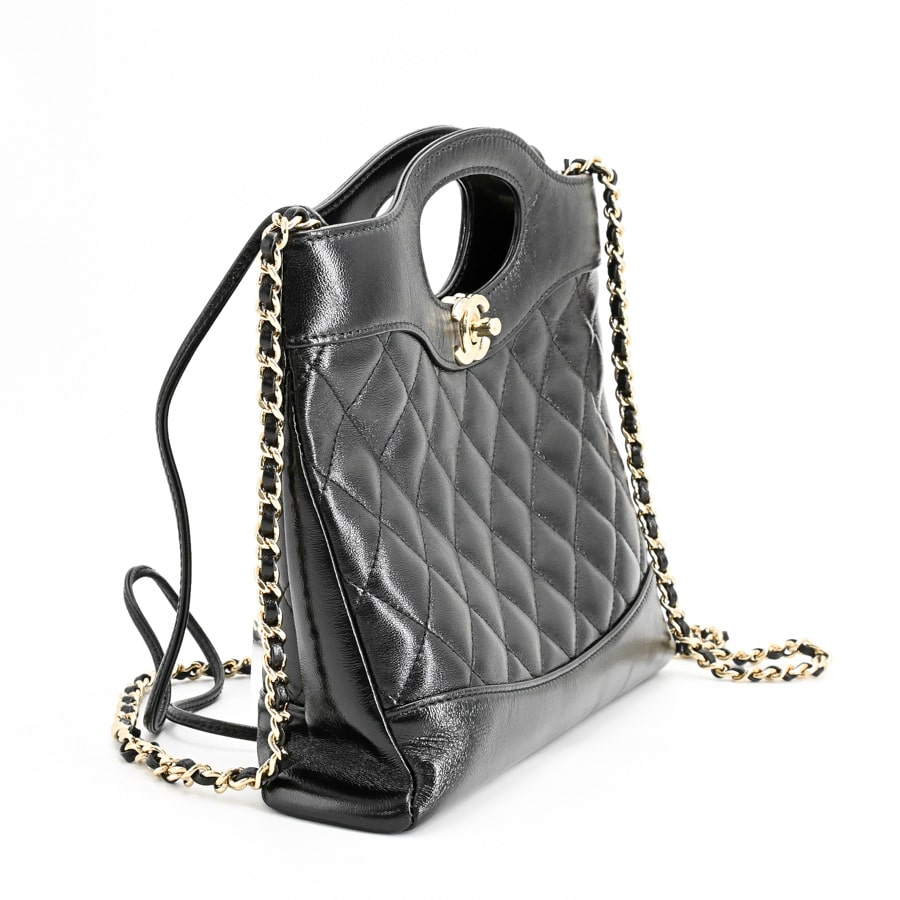 中古 シャネル CHANEL AS4133 ランダムシリアル レディース ハンドバッグ CHANEL31 ブラック シャイニーカーフスキン/ベロア CHANEL Chanel 31 Shoulder Bag Leather Women's Black AS4133 | eLADY