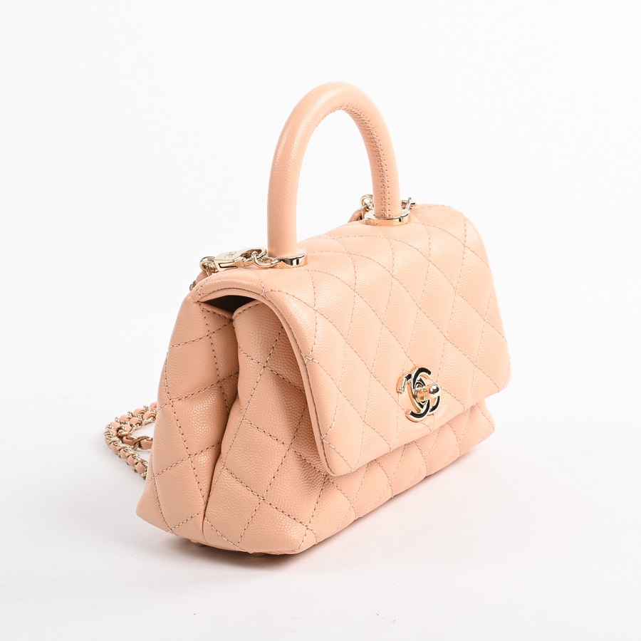 トップハンドルミニフラップバッグ(約W18xH12xD8cm(実寸) サーモン