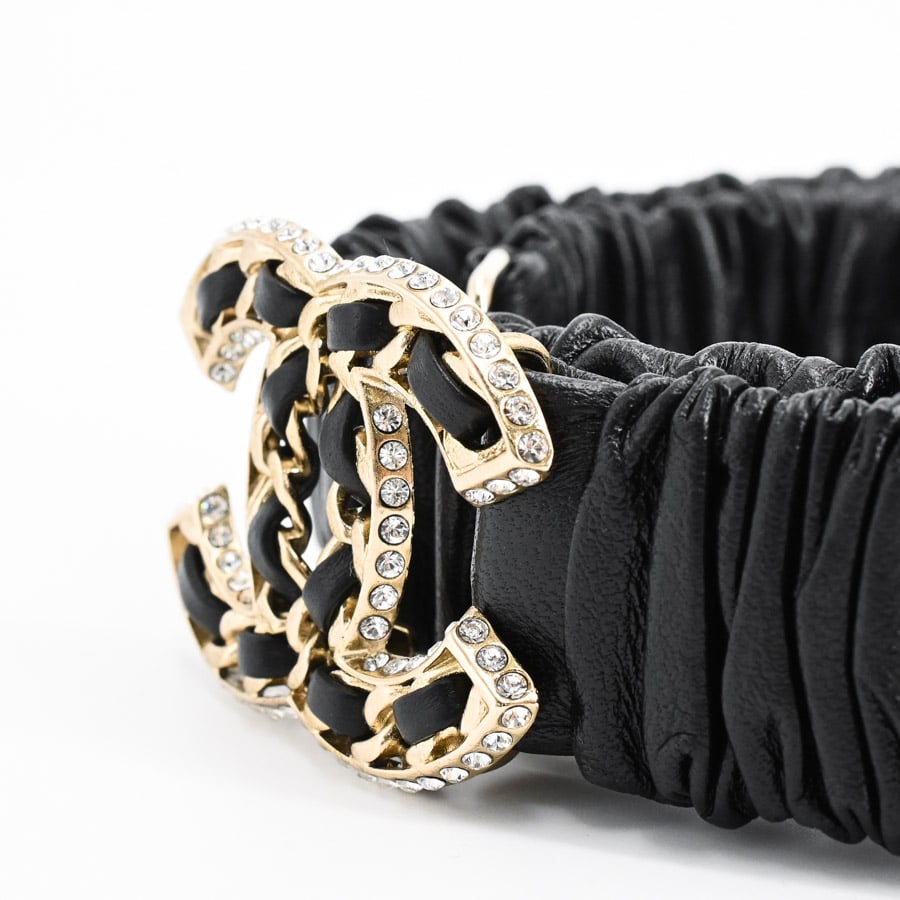 毎日1品300円オークション❗️様用　lCHANEL ブラックレザーベルト レザーベルト | カーフ | 中古A品| レディース│シャネル 【公式