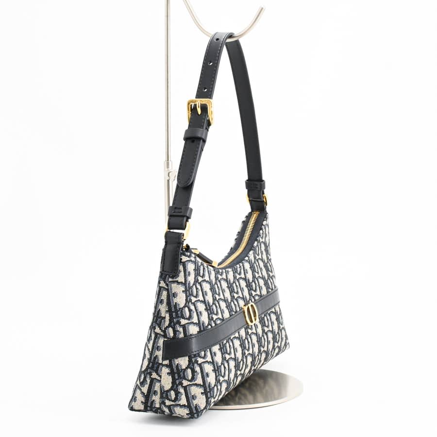 ディオール 30モンテーニュホーボーミニバッグ S2381UTZQ_M92 30 Montaigne Hobo Mini Bag Blue Dior Oblique Chambray with Raffia