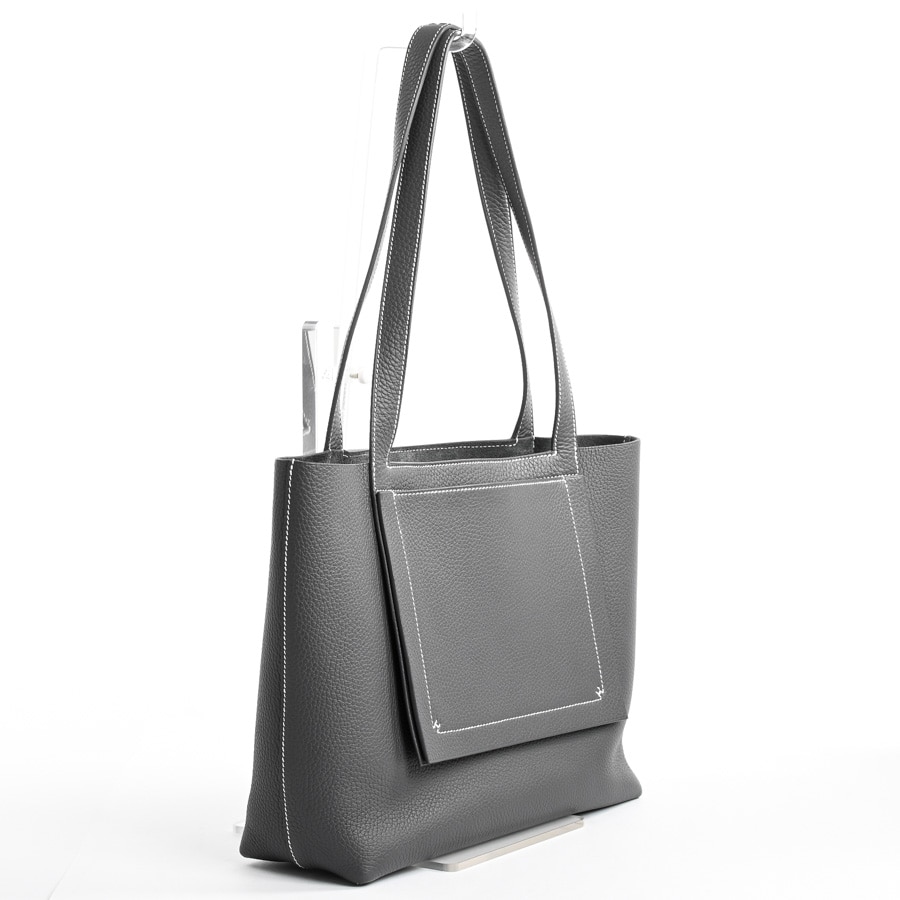 HERMES　グレー キャンバス トートバッグ 大容量 エルメスニューフールトゥMM 白 ユニセックス キャンバス トートバッグ