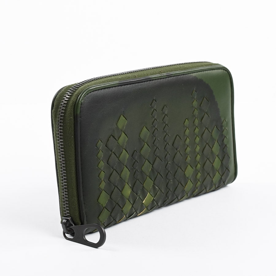 【美品】BOTTEGA VENETA カセット ラウンドジップ 長財布 カーキ ジップアラウンドウォレット | 長財布 | ラムスキン | 中古A品| ユニ