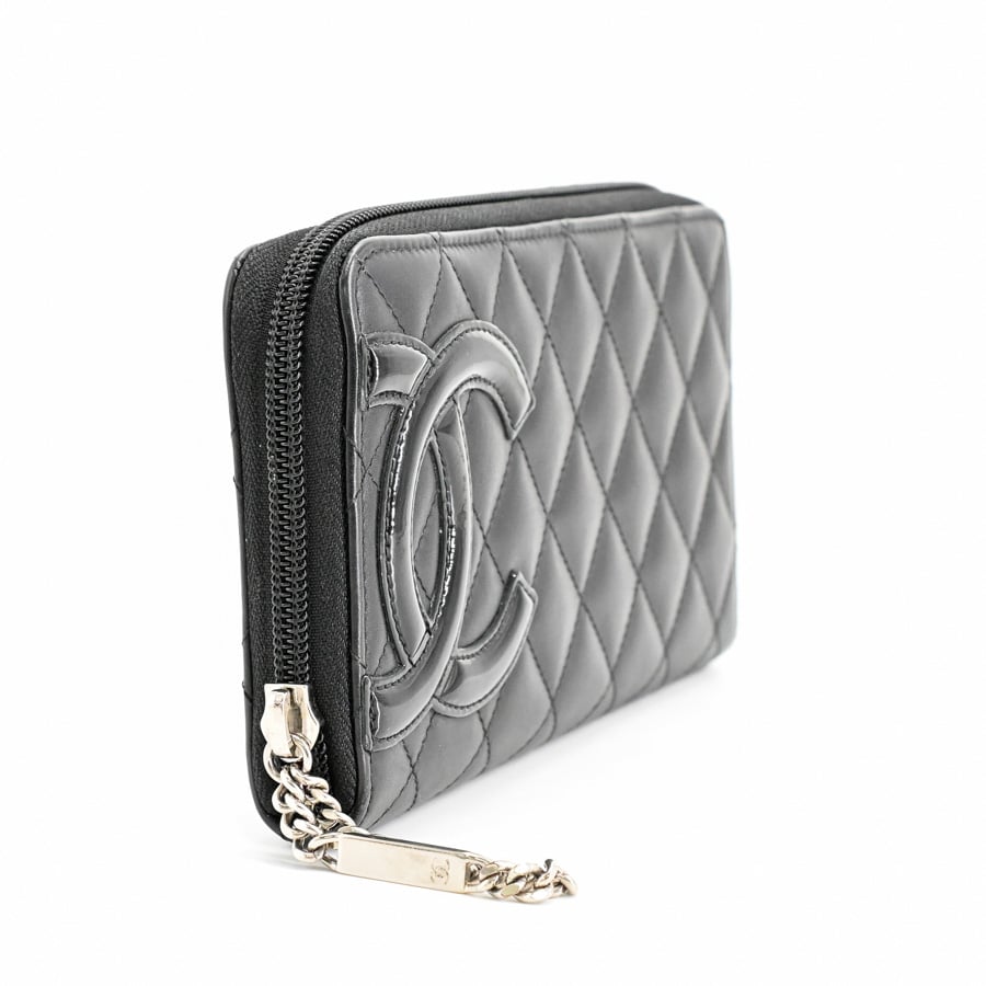 CHANEL カンボンライン 財布 シルバー カンボンラインラウンドファスナー財布 | A50078 | 長財布 | カーフ