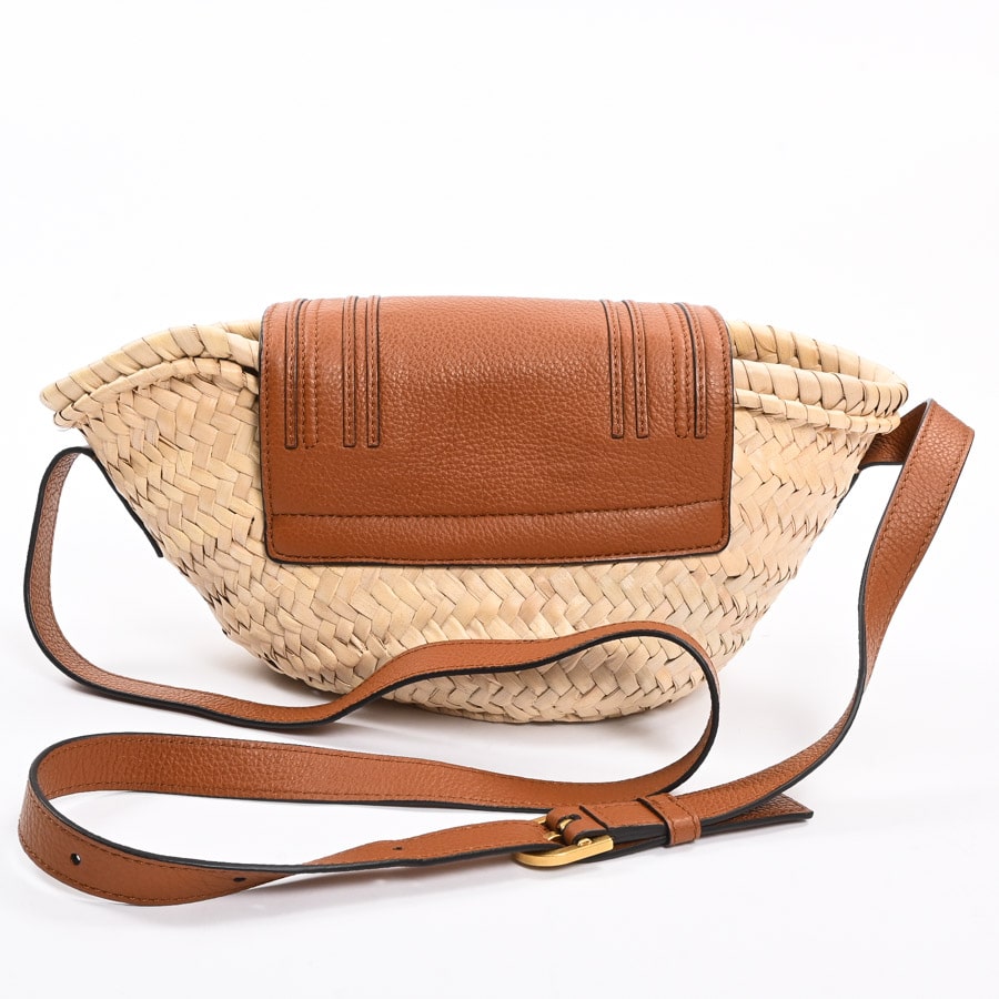 クロエマーシースモールバスケットバッグ Chloé ナチュラルファイバー製Horse Medalスモールバスケット