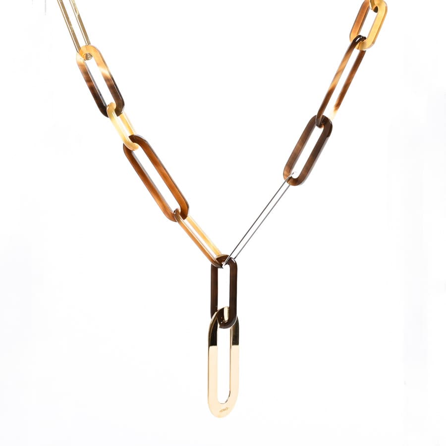 ホーンネックレス(長さ:約70cm チャーム:約W33xH72mm ブラウン ホーンネックレス(長さ:約70cm チャーム:約W33xH72mm ブラウン