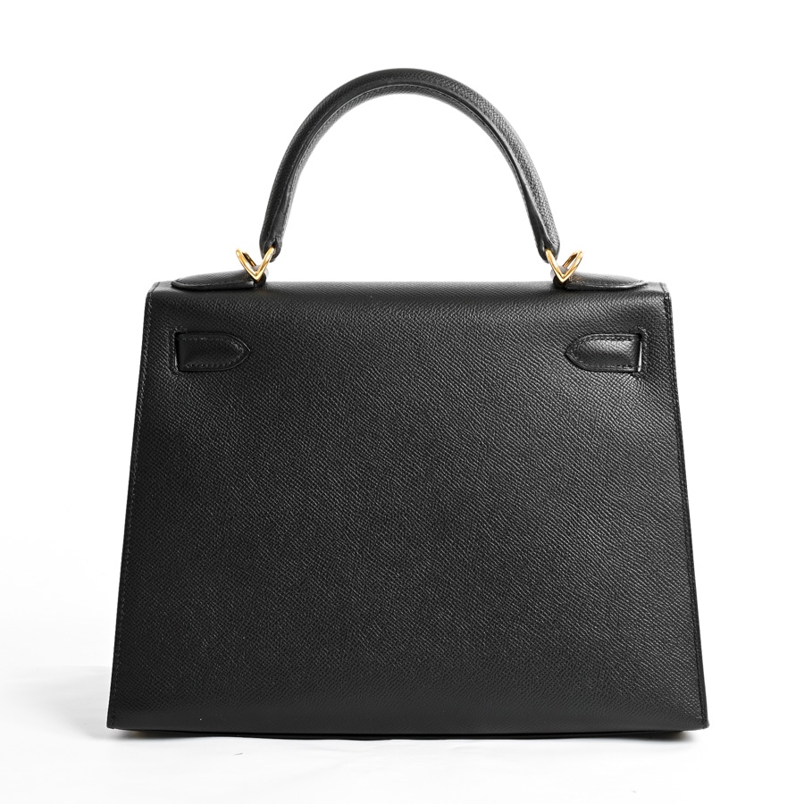 エルメス HERMES ケリー28 内縫い W刻 ブラック トゴ SV金具
