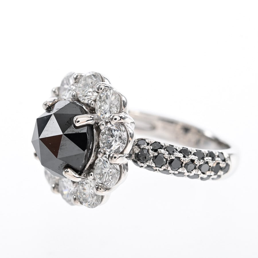 ブラックダイヤ リング | K18ホワイトゴールド | 中古A品| レディース