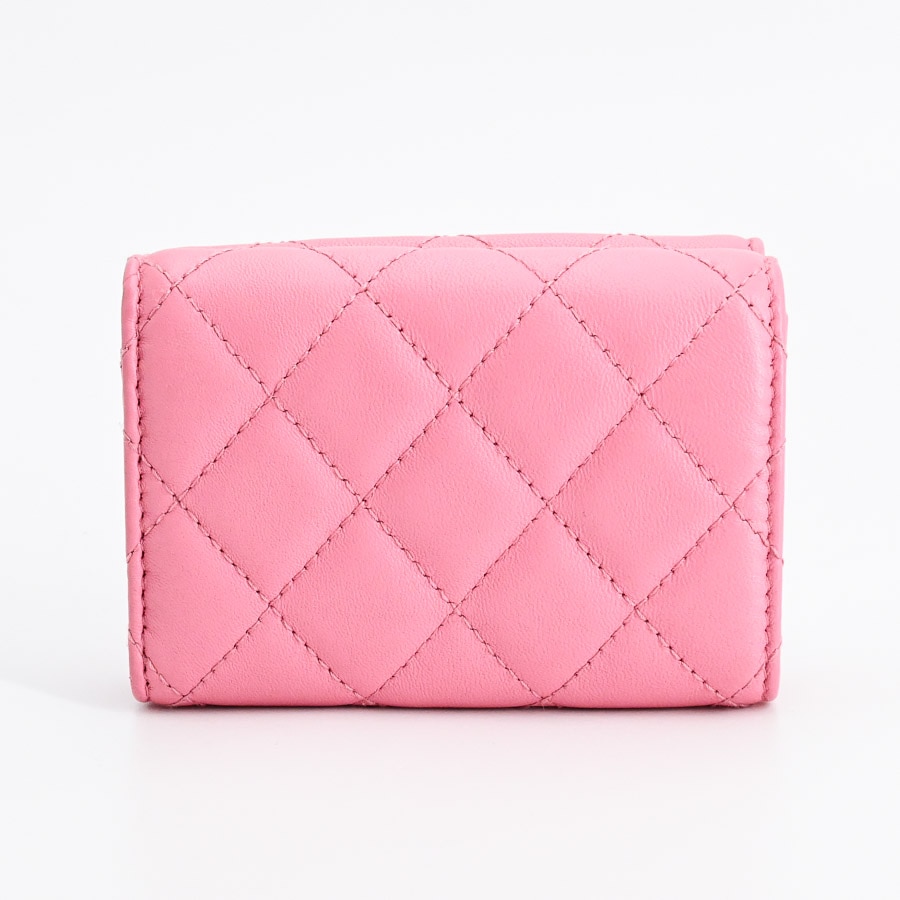 美品シャネル　CHANEL キルティングスモールジップウォレット　ピンク 0153151-1.jpg