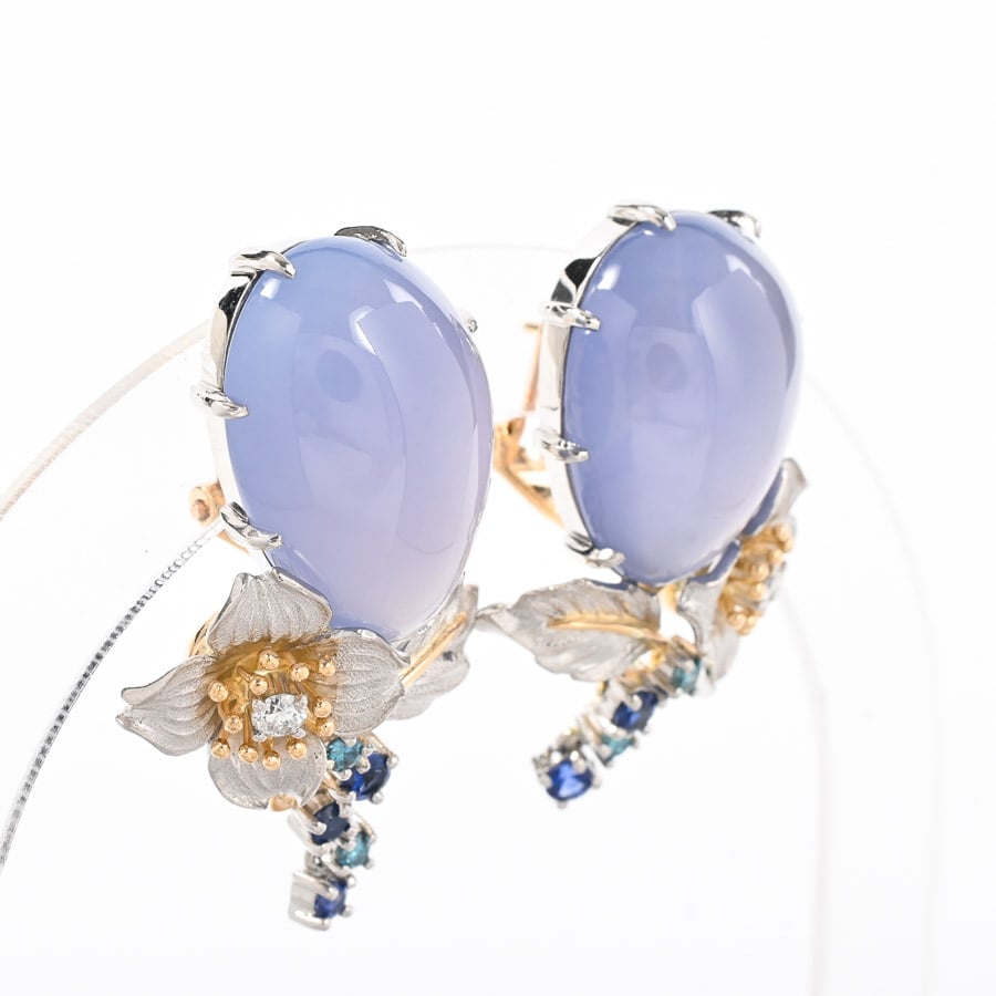 カルセドニー ピアス(チャーム:最大約W25xH35mm): ブランドジュエリー