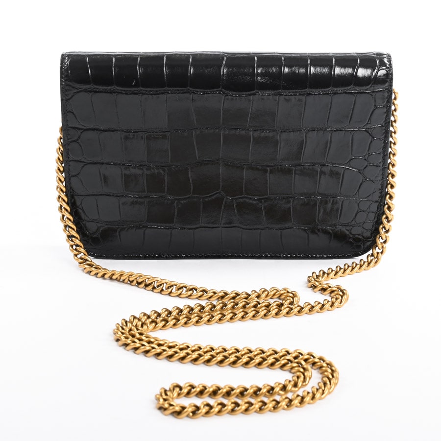 超美品 バレンシアガ チェーンウォレット キャッシュ シボ革 ゴールド ブラック B.スモールウォレット | 593615 | チェーンウォレット
