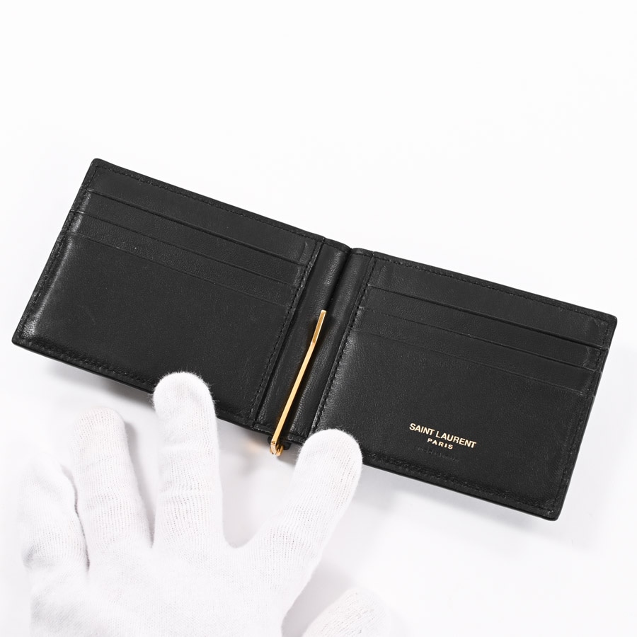 新品未使用 サンローラン マネークリップ（黒） SAINT LAURENT サンローラン 607738 タイニーカサンドラビル