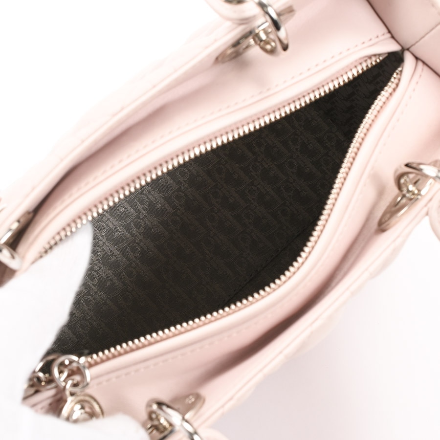 ディオール レディーディオール ハンドバッグ ミディアム クリーム パテント Christian Dior☆レディディオール ミディアム ハンドバッグ