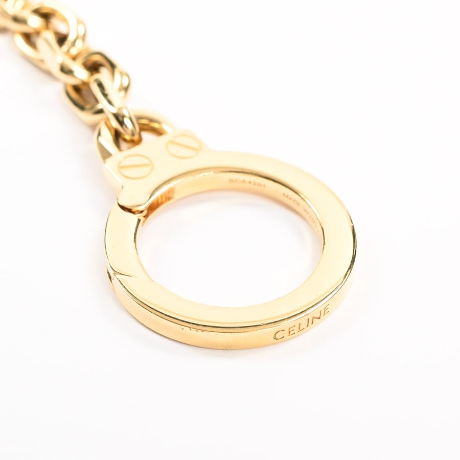 CELINE エナメルバッグ モチーフ ゴールド キーホルダー ペンダントトップ CELINE セリーヌ ロゴモチーフ ペンダントトップ K18イエロー