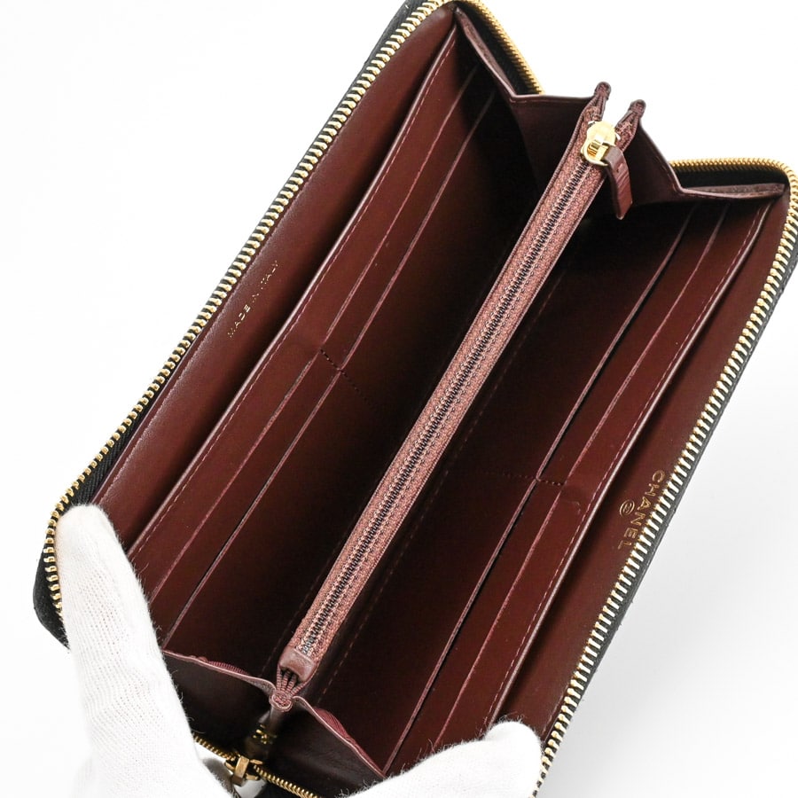 クラシックロングジップウォレット(約W19xH10cm(実寸) ブラック