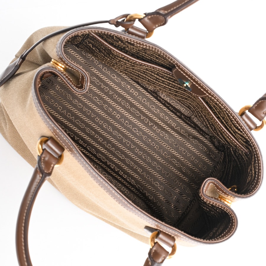 2WAYハンドバッグ(約W24.5xH20xD14.5cm(実寸) ベージュ/ダーク
