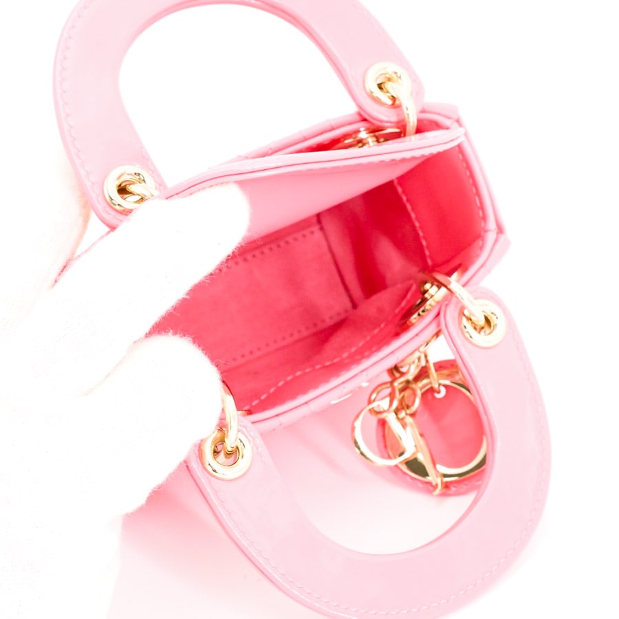 Diorノベルティ ピンク エナメルショルダーバッグ レディディオールマイクロバッグ | クロスショルダーバッグ | パテント