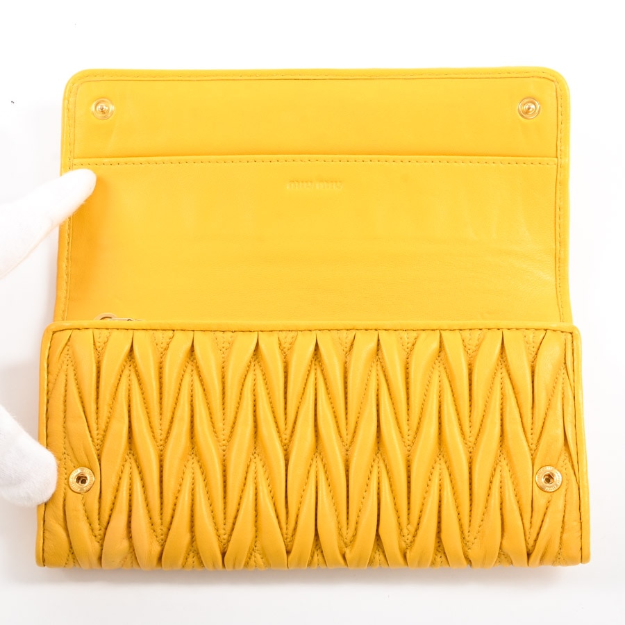 ☆値下げ☆miumiu 長財布　イエロー ロングウォレット | 長財布 | ラムスキン | 中古AB品| レディース