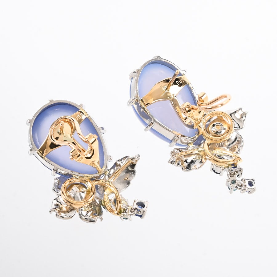 カルセドニー ピアス(チャーム:最大約W25xH35mm): ブランドジュエリー