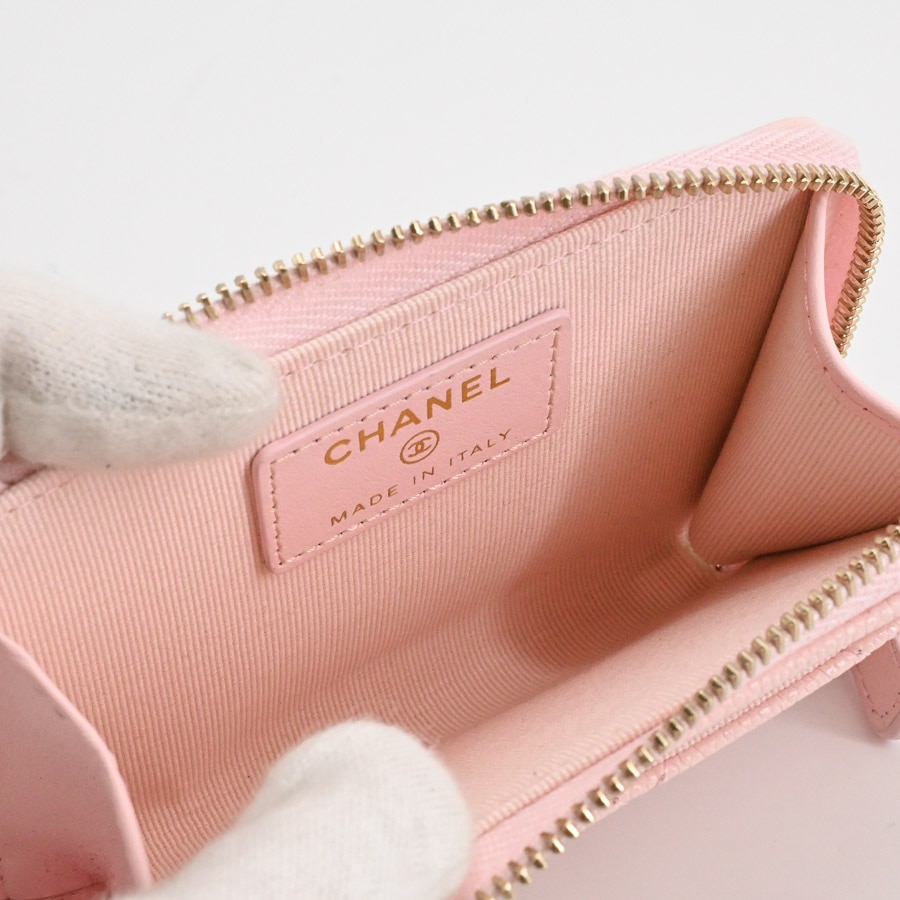 クラシックジップカードケース(約W11xH8cm(実寸) ライトピンク