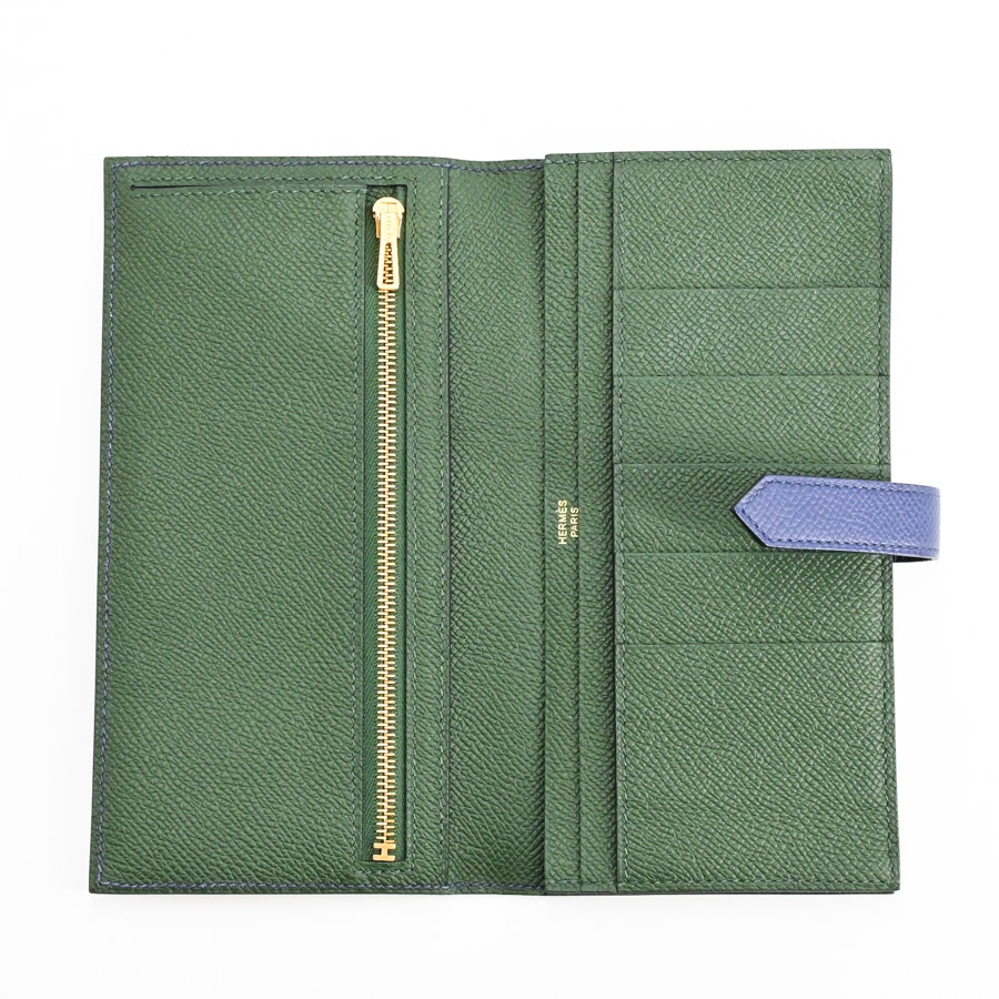 P65 長財布 ブォーエプソングリーン ベアンスフレ 極上美品✨エルメス HERMES 長財布 マチあり ヴォーエプソン エルメス【美品】ベアンスフレ 小物