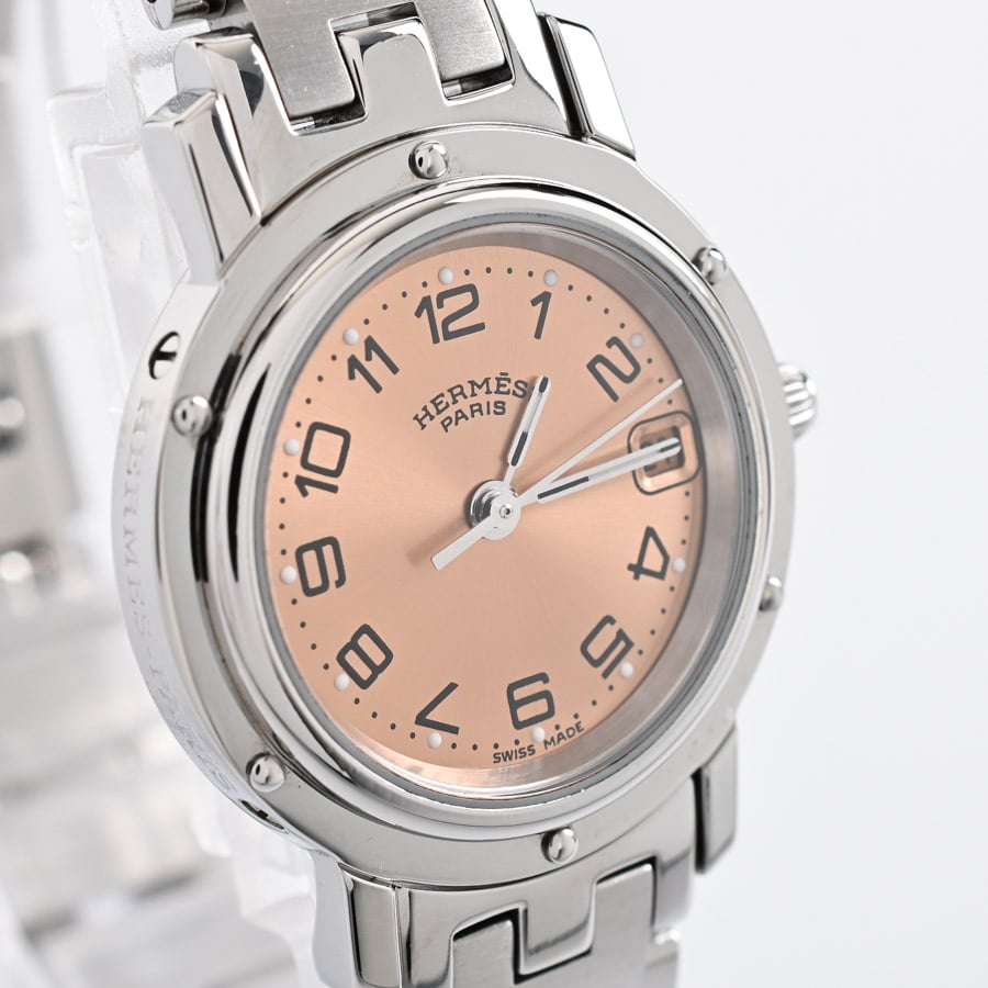HERMES クリッパー SS 初期モデル ケース径24mm クリッパー(ケース:約24mm/ブレスサイズ:約15.5cm ピンク): ブランド
