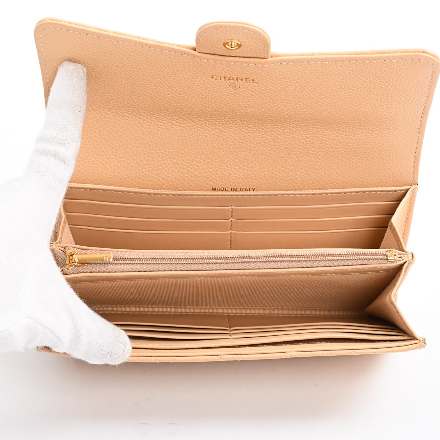 クラシックロングフラップウォレット(約W19xH10cm ベージュ): ブランド
