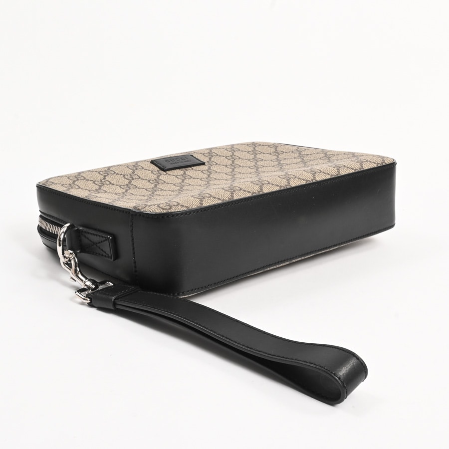 GUCCI イーグル　セカンドバッグ　GGスプリーム　ブラック　プリント　ロゴ 美品】GUCCI/グッチ/クラッチバッグ/セカンドバッグ/GG