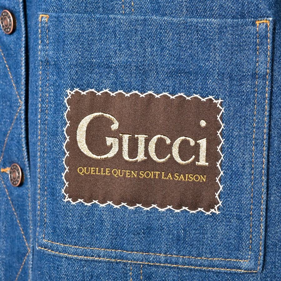 GUCCI グッチ デニムジャケット 刺繍 ブルー 花柄 マルチカラー