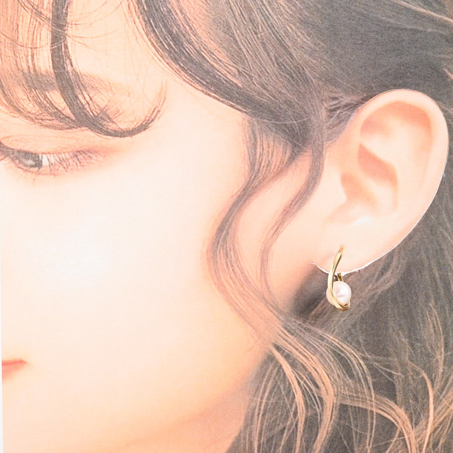 KAORU ピアスチャーム　パール パールチャーム付きビジュー パーティーイヤリング｜ピアス