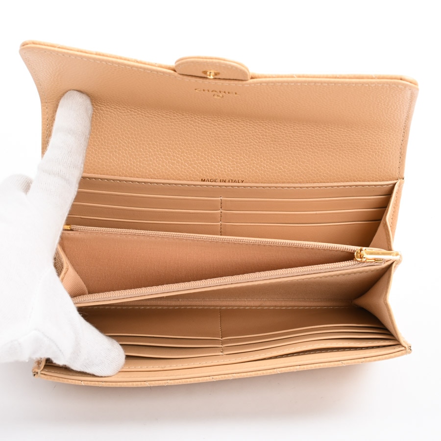 クラシックロングフラップウォレット(約W19xH10cm ベージュ): ブランド