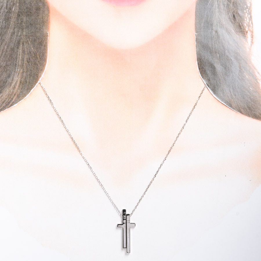グッチ K18WG ペンダントネックレス セパレートクロス-