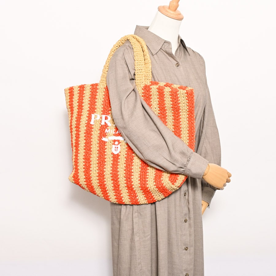 PRADA キャンバスレザーコンビロゴプレートショルダーバッグ