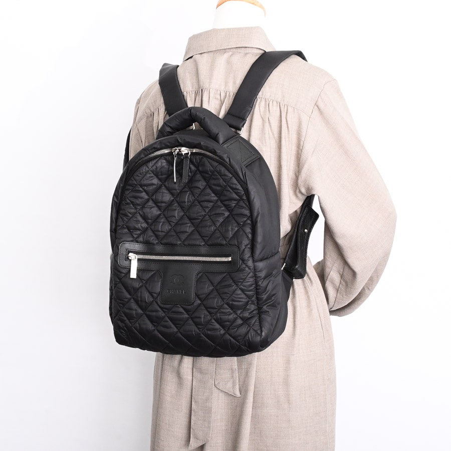 美品【Chanel】ナイロン コクーン バックパック COCO COCOON シャネル リュックサック バッグパック ココクーン