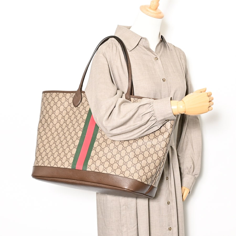 即納！GUCCI 〔オフィディア〕ラージ トートバッグ ポーチ付き 即発!Gucci オフィディア GGロゴ ラージトート ポーチ付 大容量
