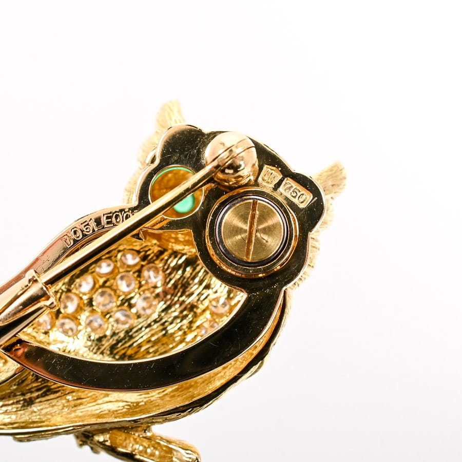 Waltham K18フクロウモチーフピンブローチ Waltham K18フクロウモチーフピンブローチ
